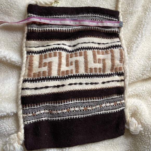 Vintage 70s Hippie Woven Greek Artisan Bag Boho Crossbody Fringe Shoulder Purse - Picture 8 of 9